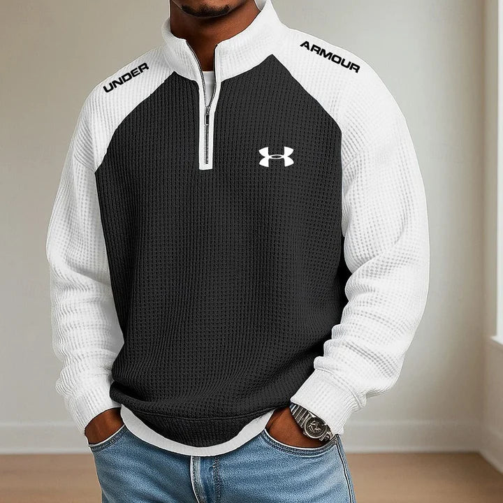 Men's Casual Sports Half-Zip Stand-Collar Sweatshirt